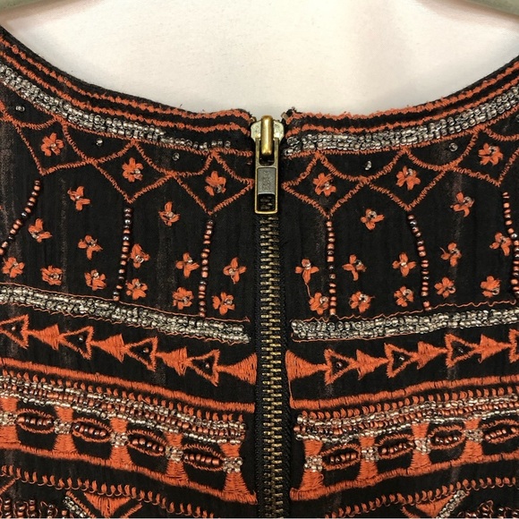 Free People Women’s Dress Beaded Gauze Open Back Casual Carefree Flowing - Picture 6 of 11